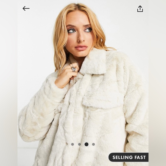Faux fur coat in cream - Picture 2 of 3